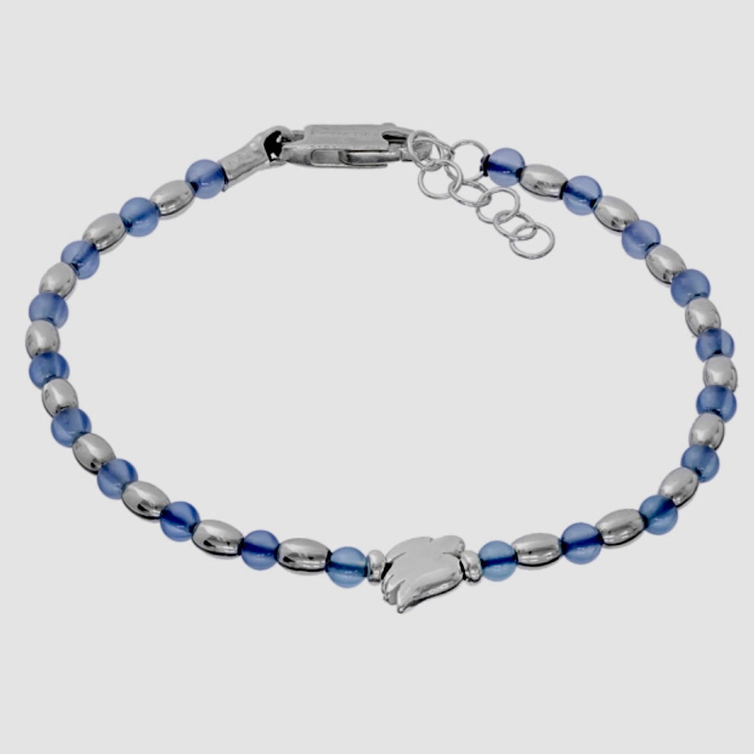 Bracciale Brividi Summer in argento naturale, rondine e calcedonio azzurro